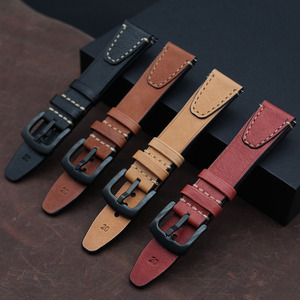 Correa de reloj de vaca de cuero genuino de liberación rápida de estilo Retro de lujo 20mm 22mm correas de reloj Vintage para Huawei <span class=keywords><strong>GT2</strong></span> Samsung <span class=keywords><strong>46mm</strong></span> - Product Image 2