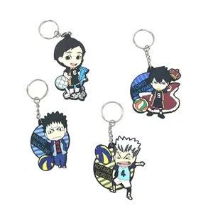 Promotional Keychain Customized 2D/3D Anime Soft PVC Keychain Metal Rubber Sport Key Chain Keyring With Ball Chain