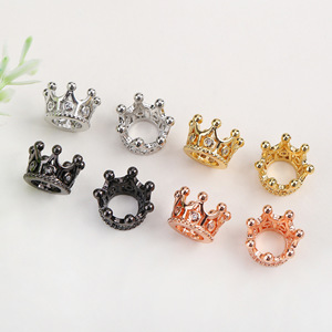 Crown Spacer <b>Beads</b> Micro <b>Set</b> Cubic Zirconia DIY Jewelry Accessories For Bracelet Necklace Making 18K Gold Silver Rose Gold Black - Product Image 4