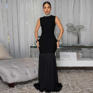 Gaun Maxi Wanita Desain Khusus 2026 Pengiriman Cepat Gaun Hitam Lipit Bodycon untuk Liburan Musim Panas Pesta Ulang Tahun - Product Image 3