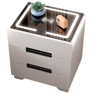 YQ FOREVER Modern Wooden <strong>Smart</strong> Bedside Table Cabinet with Touch Screen Light 3 Drawers for Home Living Bedroom <strong>Furniture</strong> - Product Image 1