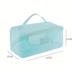 Small Travel Kit Storage <b>Pouch</b> Clear Portable Toiletry Bags for Women Mesh Makeup Bag Cosmetic Bag - Product Image 2