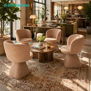 Modern Oval Wood Coffee Table With Fabric Chairs Contemporary <b>Restaurant</b> Furniture <b>Set</b> For Hotel Use - Product Image 2