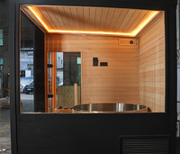 Auf Lager: Western Red Cedar Außensauna mit Panoramafenster, Sauna-Kaltwasserbecken-Kombination für Villen