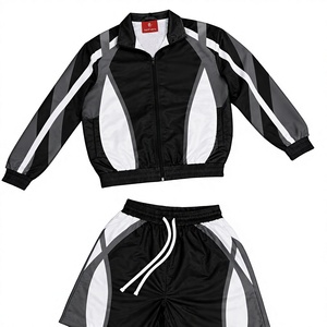 Unisex Sporty Lightweight Outdoor Tracksuit Solid Design Quick Dry Full Sleeve Zipper Front <b>Shorts</b> Regular Fit Spring Wear - Product Image 4