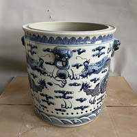 Jingdezhen Style Antique Bleu et Blanc Dragon Volant Motif Céramique Grand Jardin Fleur Planteur Porcelaine Pots De Fleurs pour La Maison