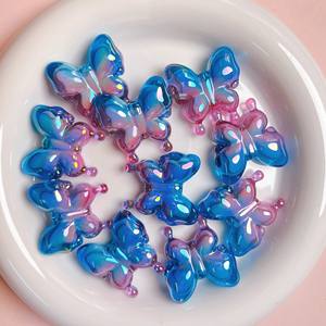 Haute qualité bricolage téléphone portable chaîne porte-clés matériaux double couleur dégradé trou droit perles Lucite bijoux accessoires - Product Image 5