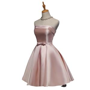 Robe courte rose de demoiselle d'honneur, nouveau style été 2026, robe de sœur, robe de soirée pour demoiselle d'honneur, mini-robe d'hôtesse - Product Image 1