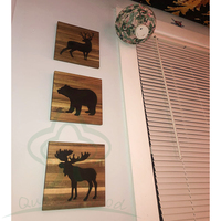 Ensemble de 3 décors de cabane en bois avec ours, cerf et orignal-cadeaux de cabane rustique boisée décoration murale de chasse pour la maison, le salon