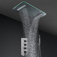 Ensemble de douche cascade chaud/froid gris anthracite avec LED 600*300, le plus récent