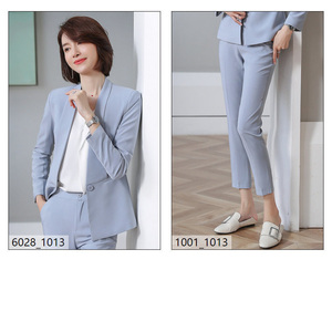 Completo da <span class=keywords><strong>Donna</strong></span> di Alta Qualità, Monopetto, Vestibilità Regolare, Elegante, Slim Fit, per Ufficio, Azzurro - Product Image 4