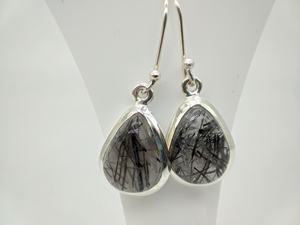 Pendientes Bohemios de Rutilo Negro, Piedra Preciosa Natural, Plata de Ley 925, Joyería Hecha a Mano, Pendientes de Estilo Étnico Tribal Vintage para Mujer - Product Image 6