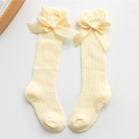 Collants Nœud Papillon Couleur Pure pour Enfants Filles, Chaussettes Hautes Princesse pour la Danse et le Quotidien