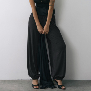 Cross-border <strong>Harem</strong> <strong>Trousers</strong> European American Style 2026 Fall/winter New Arrival Dark Gray Viscose/cotton Elastic Waist Pants - Product Image 1