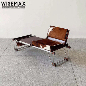 WISEMAX FURNITURE Modern home hotel lobby <span class=keywords><strong>legno</strong></span> struttura <span class=keywords><strong>in</strong></span> metallo e <span class=keywords><strong>panca</strong></span> <span class=keywords><strong>in</strong></span> pelle di mucca <span class=keywords><strong>con</strong></span> tavolino per soggiorno - Product Image 4