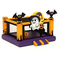 Château gonflable d'Halloween en PVC durable 5x5x3,6m, installation facile pour les fêtes d'enfants, les événements scolaires, les carnavals, les jeux en plein air
