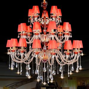 Lámpara de Araña de Cristal de Lujo <span class=keywords><strong>con</strong></span> Detalles en Cristal Rojo, Estilo Europeo, para Salón de Banquetes, Vestíbulo de Hotel - Product Image 4