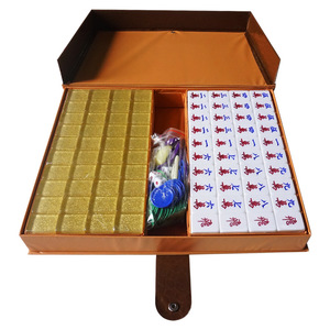 Acrylic Mahjong Tiles 3.9*3.0*2.4 Cm Portable Family <b>Entertainment</b> Game Set With Dice And Chips In Box - Product Image 1