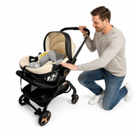 Kidilo Siège auto convertible 3-en-1 pliable en alliage d'aluminium pour bébé, poussette 0-6 mois, capacité de charge 15 kg, voyages en famille, extérieur
