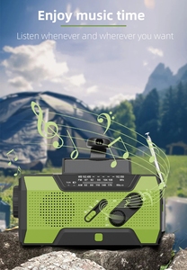 Radio météo d'urgence portable AM FM NOAA, radio à <span class=keywords><strong>manivelle</strong></span> solaire avec batterie externe 2000mAh, alarme SOS, lampe torche LED, lampe de lecture - Product Image 5
