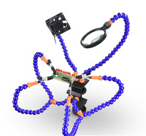 Lupa 3x con Lámpara y Ventilador, 6 Brazos Articulados, Clip <span class=keywords><strong>Auxiliar</strong></span> para Soldadura y Mantenimiento, Base con Clips - Product Image 2