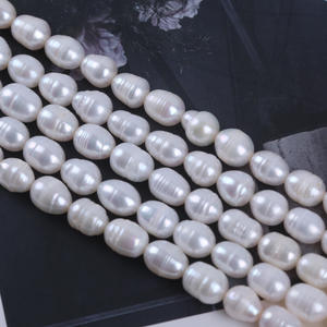 Perles en forme de riz blanches en ABS de 15 cm 6-7 mm, perles d'eau douce naturelles, perles dispersées, personnalisation de la couleur DIY - Product Image 2