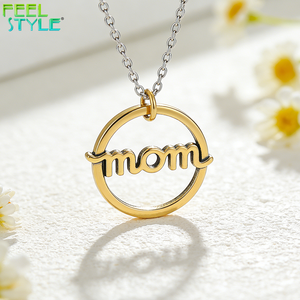 Collana con Ciondolo Personalizzabile <span class=keywords><strong>MAMMA</strong></span> & <span class=keywords><strong>PAPÀ</strong></span> in Acciaio Inossidabile Placcato Oro 18K PVD, Regalo Impermeabile per la Festa del <span class=keywords><strong>Papà</strong></span> - Product Image 4
