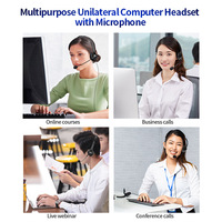 Casque de bureau filaire USB SY490MV, écouteur mono avec serre-tête réglable et micro articulé pour les professionnels et le service client