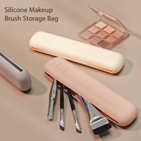 Tragbares 8-teiliges Silikon-Make-up-Pinsel-Set mit Magnetischer Reisebox, Flache Synthetische Haarpinsel für Körper, Lippen und Gesicht - Mit Griff