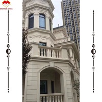 Corniche de luxe Façade extérieure pour mur en pierre Cadres de fenêtres en marbre beige Revêtement mural personnalisé en pierre calcaire pour villa