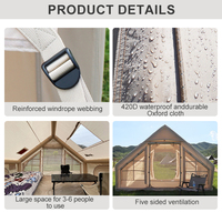 Tente Gonflable de Glamping Extérieur 6,3 m² en Oxford 420D, Étanche et Anti-UV, Montage Facile, Camping 4-6 Personnes