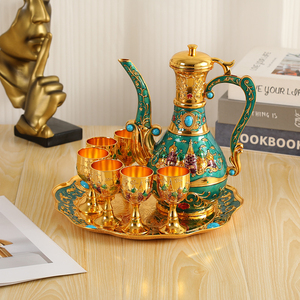 High-end creative household set featuring golden sapphire wineware in castle design - <b>wine</b> glasses for hotel banquets and dining - Product Image 3