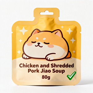 Sachet rétractable irrégulier en aluminium imprimé par gravure, haute barrière, avec ouverture facile, pour friandises pour chats enrichies en prébiotiques - Product Image 5