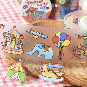 1 Rollo de Cinta Adhesiva de la Serie Happy Wanderings, Cinta Mate Troquelada, Pegatinas Divertidas Estilo Doodle para Diario - Product Image 2