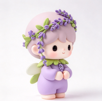 Figurine en vinyle Fée Lavande Mignonne, Jouet moulé par injection en PVC/ABS personnalisé, OEM/ODM, Jouet d'art de collection pour la décoration intérieure et les cadeaux de fêtes