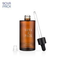 Flacon compte-gouttes en verre ambré dépoli de 100 ml à large diamètre pour huile corporelle, emballage de sérum, flacons cosmétiques vides avec compte-gouttes noir mat