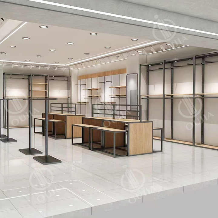 Gold Clothing Store Counter Design - Durable Display Racks