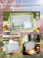 Carpeta de Archivo A4 de Doble Capa con Cierre, Organizador de Clasificación para Estudiantes, Portátil con Asa Transparente, Personalizable