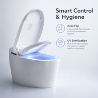 Toilettes intelligentes japonaises entièrement automatiques, monobloc en céramique, avec bidet intégré, siège chauffant, sécheur d'air et télécommande