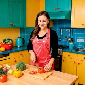 Tabliers jetables imperméables avec manchons de protection, tabliers de protection en plastique parfaits pour la peinture, la cuisine et les travaux ménagers quotidiens - Product Image 3