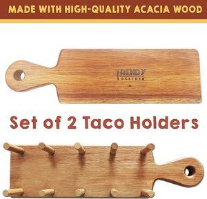 JUNJI Plateau porte-<span class=keywords><strong>tacos</strong></span> en bois Support debout pour la cuisine pouvant contenir 4 <span class=keywords><strong>tacos</strong></span> à coque souple ou dure - Product Image 2