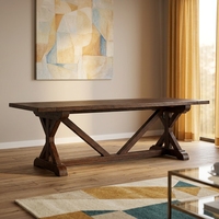 Table et chaises de salle à manger rectangulaires en bois massif, style rustique américain haut de gamme, écologiques