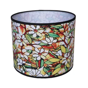 Pantalla de lámpara de mesa de tela con diseño Floral cónico
