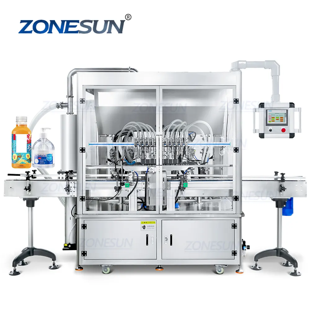 Zonesun ZS-YT12T-12PX tự động động cơ servo 12 đầu Ớt dầu đậu phộng bơ Mayonnaise barbeque nước sốt Dán Máy chiết rót