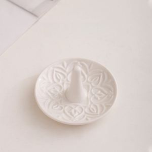 Decorative Raised Heart Design White <b>Ceramic</b> <b>Ring</b> Dish/Dresser Top Jewelry Holder/Trinket Tray - Product Image 4