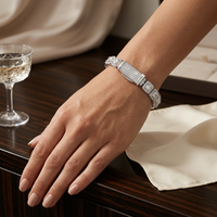 Bracelet chaîne en argent plaqué chrome rose avec moissanite VVS, design cœur, test diamant 100% positif