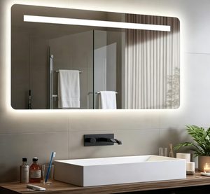 2025 European Style Bathroom <b>Mirror</b> Modern Rectangular <b>Wall</b> Mounted Aluminum Alloy <b>LED</b> Illuminated Touch Switch Trending - Product Image 1