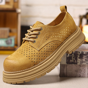 Chaussures en cuir décontractées pour hommes, respirantes et ajourées, nouvelle collection été, polyvalentes, basses, légères, pour le travail en extérieur - Product Image 1