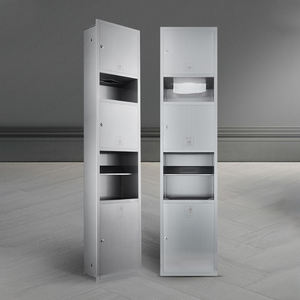 Dispensador de Papel Higiénico y Toallas de Papel para Baño de Hotel, Empotrado, de Acero Inoxidable Moderno, con Combinación de Cubo de Basura - Product Image 3