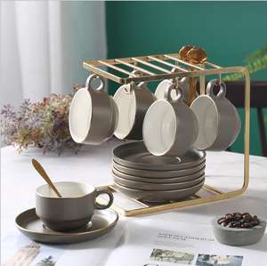 Set Da Caffè in ceramica 19 Pezzo in stile Europeo Classico Tazza di Caffè Piattino Pomeriggio 6 Persone Usano Tè In Porcellana Set Da Caffè - Product Image 4